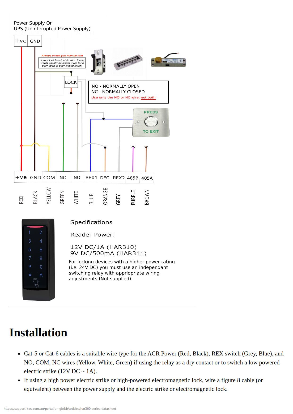 KAS NEO Access Control Installation and Specifications page 5